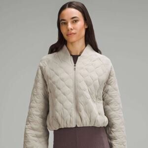 Lululemon Quilted Bomber Jacket Riverstone/Tan Size 4 EUC